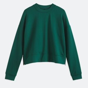 MPG Sport Forest Green Fleece Crewneck Pullover Side Zip Hem Large | StitchFix